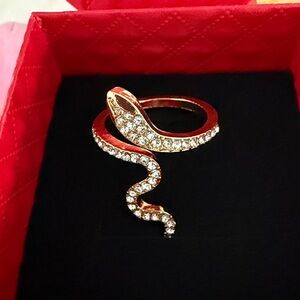 Gold Diamond Crystals Snake Ring - adjustable size